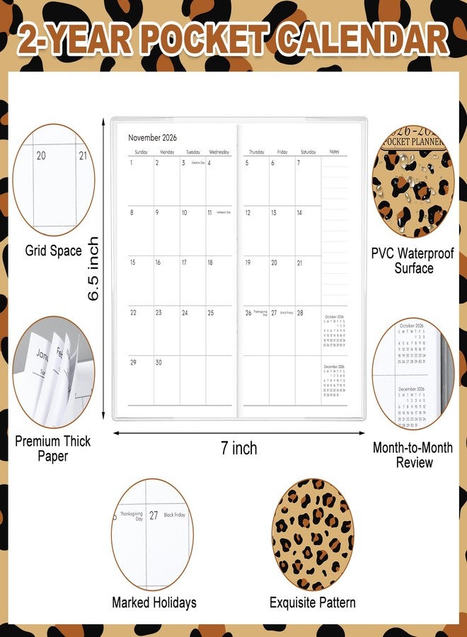 ReliThick 2026 Pocket Calendar for Purse Small Monthly Planner for Women Handy Weekly Pocket Planner Journal Notebook Christmas New Year Gift Sister Friends Women(2026-2027,Leopard) - Image 2