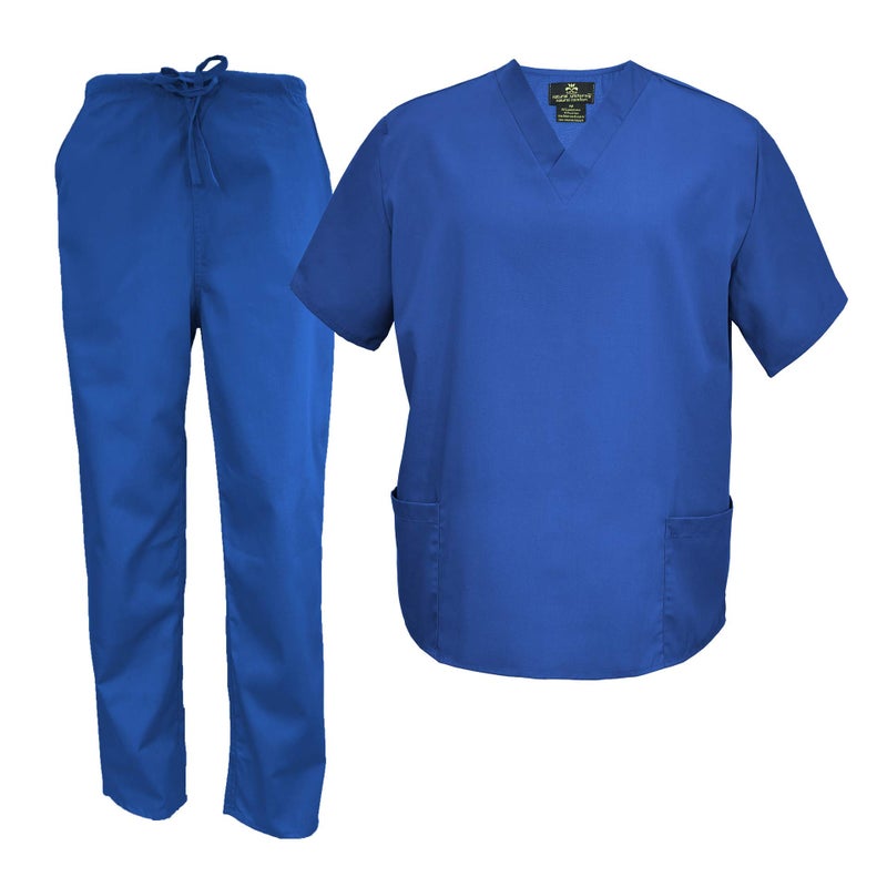 طقم سكراب للرجال MM سكراب طبي قمصان وسراويل XL أزرق ملكي داكن