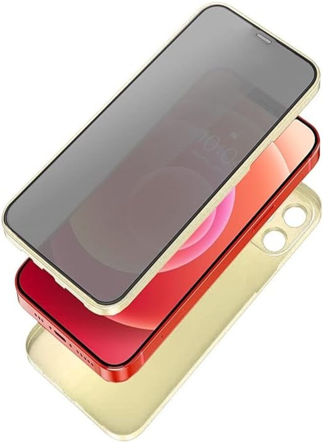 Ultra Slim 360 Full Body with Built-in Screen Protector Privacy Touch Sensitive Shockproof Full Hard case Mobile Phone Compatible With iPhone 12 Pro Max 6.7 inches - Gold