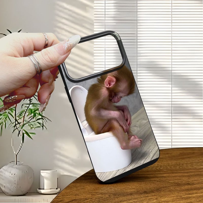 غطاء هاتف أسود كيوت بتصميم قرد الحمام الجديد المقاوم للتعرق بفتحة كبيرة لنمط مات متوافق مع iPhone XS Max هدية مناسبة للجنسين للأصدقاء - Image 5