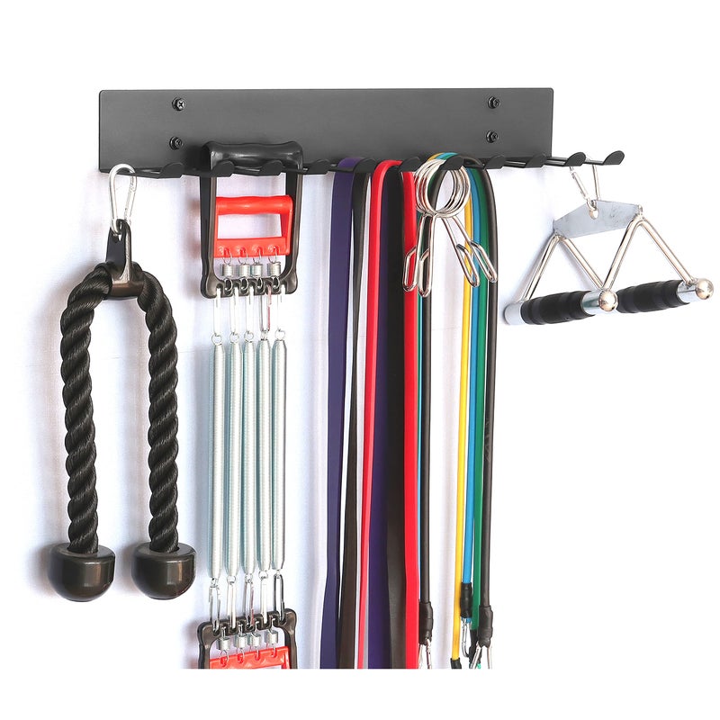 Lovind Multi-Purpose Gym Equipment Storage Rack Resistance Bands Storage Hanger Barbell Rack Heavy Duty Gym Rack for Exercise Bands, Lifting Belts and Jump Ropes (23" / 11 prongs) - Image 1