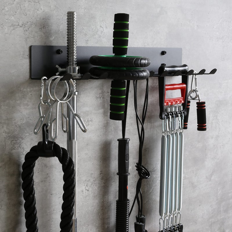 Lovind Multi-Purpose Gym Equipment Storage Rack Resistance Bands Storage Hanger Barbell Rack Heavy Duty Gym Rack for Exercise Bands, Lifting Belts and Jump Ropes (23" / 11 prongs) - Image 4