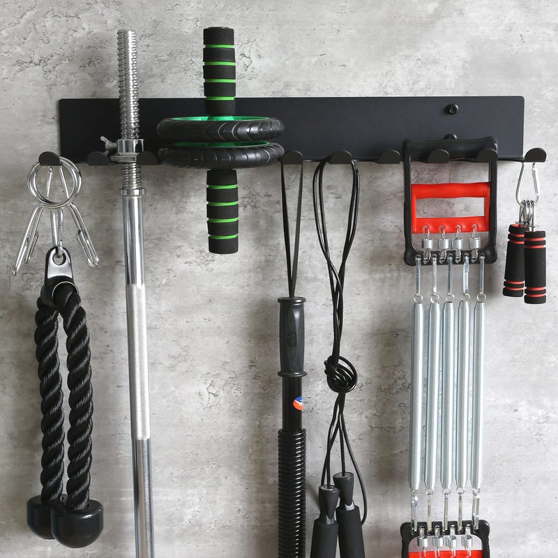 Lovind Multi-Purpose Gym Equipment Storage Rack Resistance Bands Storage Hanger Barbell Rack Heavy Duty Gym Rack for Exercise Bands, Lifting Belts and Jump Ropes (23" / 11 prongs) - Image 5