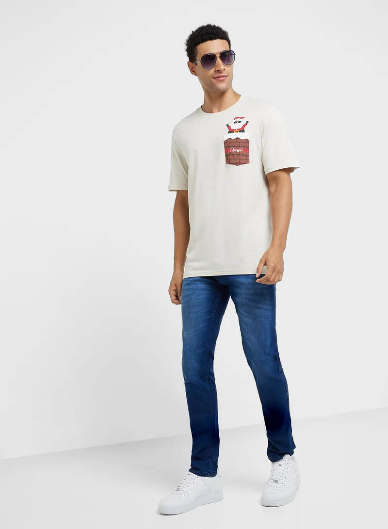 JACK & JONES Christmas All Over Printed Regular Fit T-Shirt