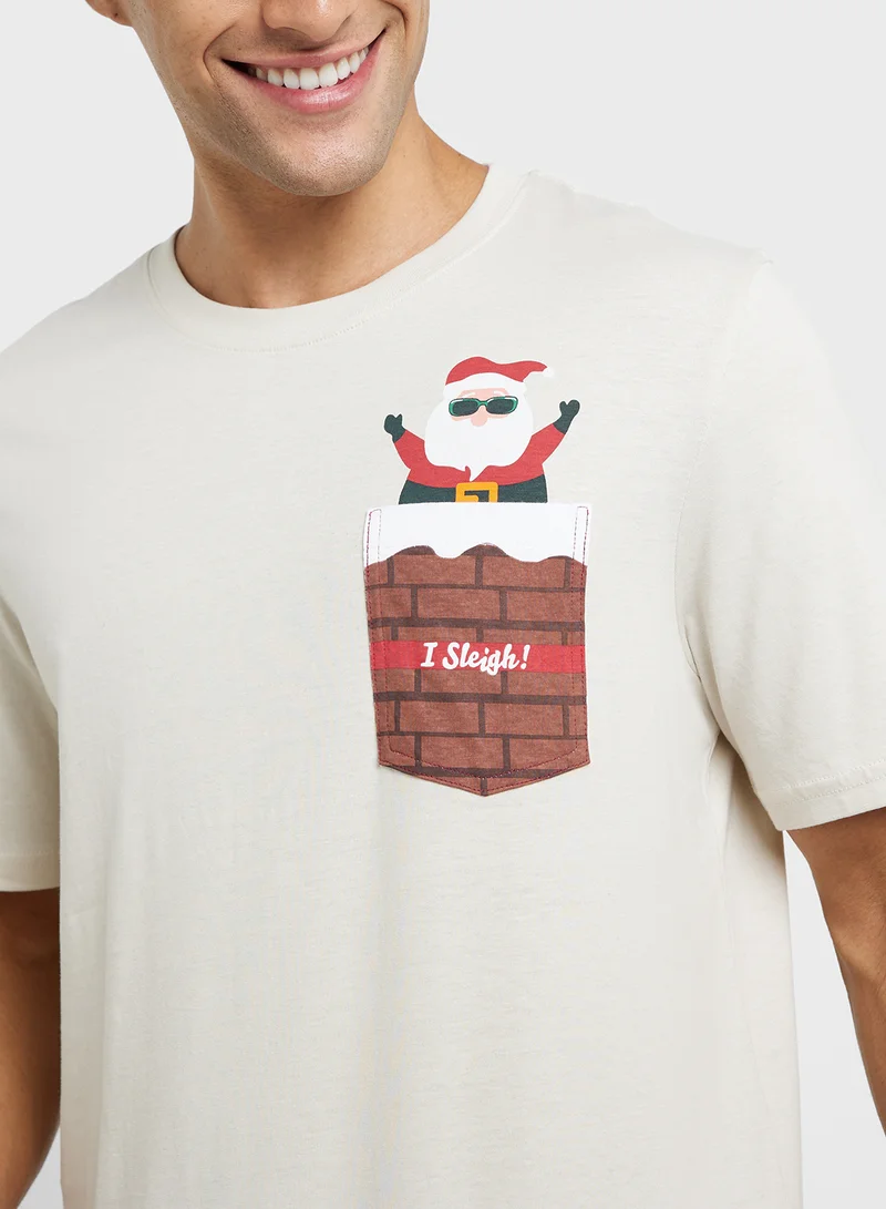 JACK & JONES Christmas All Over Printed Regular Fit T-Shirt