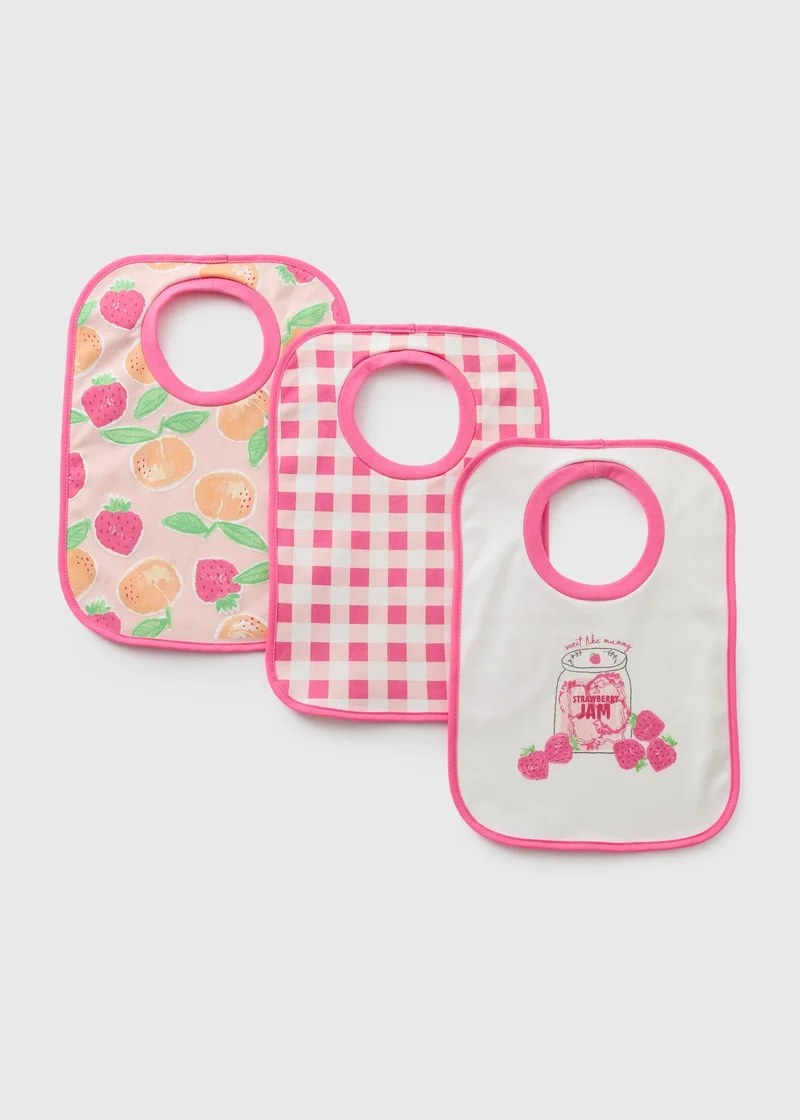 ماتلان 3 Pack Baby Pink Jam Bibs
