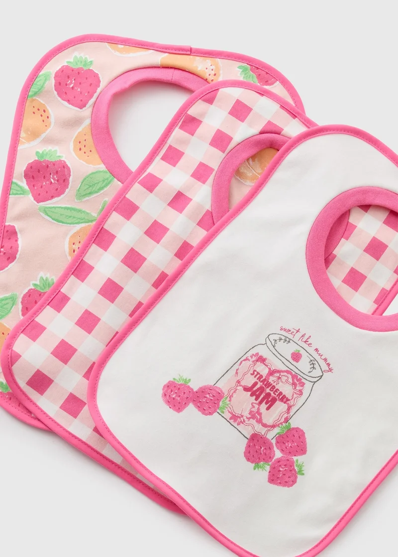 ماتلان 3 Pack Baby Pink Jam Bibs