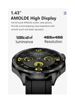 TELUX TELUX NEO Smart Calling Watch with 1.43” AMOLED Display & 2 Straps (Stainless Steel & Silicon) - AM24 Silver  - Image 3