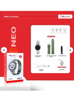TELUX TELUX NEO Smart Calling Watch with 1.43” AMOLED Display & 2 Straps (Stainless Steel & Silicon) - AM24 Silver  - Image 4