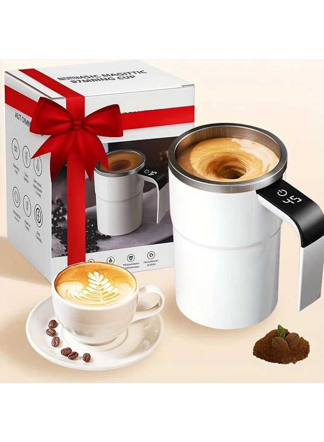 فنجان قهوة أبيض ذاتي التحريك بشاشة عرض درجة الحرارة وقابل للشحن عبر USB - Image 5