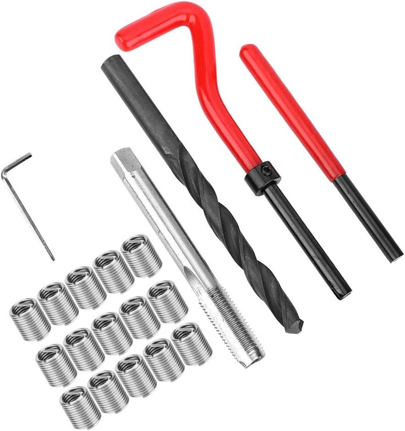 M9x1.25 Thread Repair Kit, 20 Pcs Stainless Steel Thread Inserts, Female Thread Repairing Accessory Assortment Kit with Spiral Drill, Screw Tap, Wrench, Break Pin Tool, Hex - Image 2