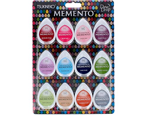 Tsukineko MD-012-200 12-Piece Assortment Memento Dew Drops Fade-Resistant, Sorbet Scoops - Image 1