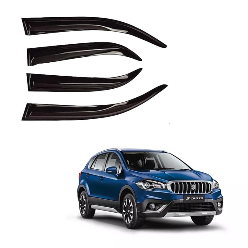 ROYALTECH Premium Non-Breakable Car Window Door Visor/Rain Guard/Wind Deflector Compatible for (Maruti Scross) - Image 1