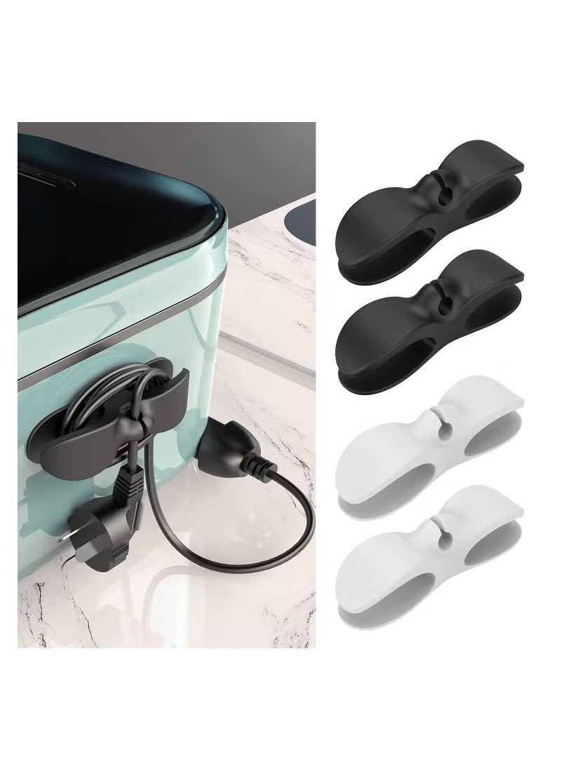 Generic 4pcs Cord Organizer for Kitchen Appliances, Adhesive Cord Holder, Cord Wrapper, Cord Winder for Appliances Stick on Mixer, Blender, Coffee Maker, Pressure Cooker and Air Fryer (2pcs white/2pcs black)  - Image 2
