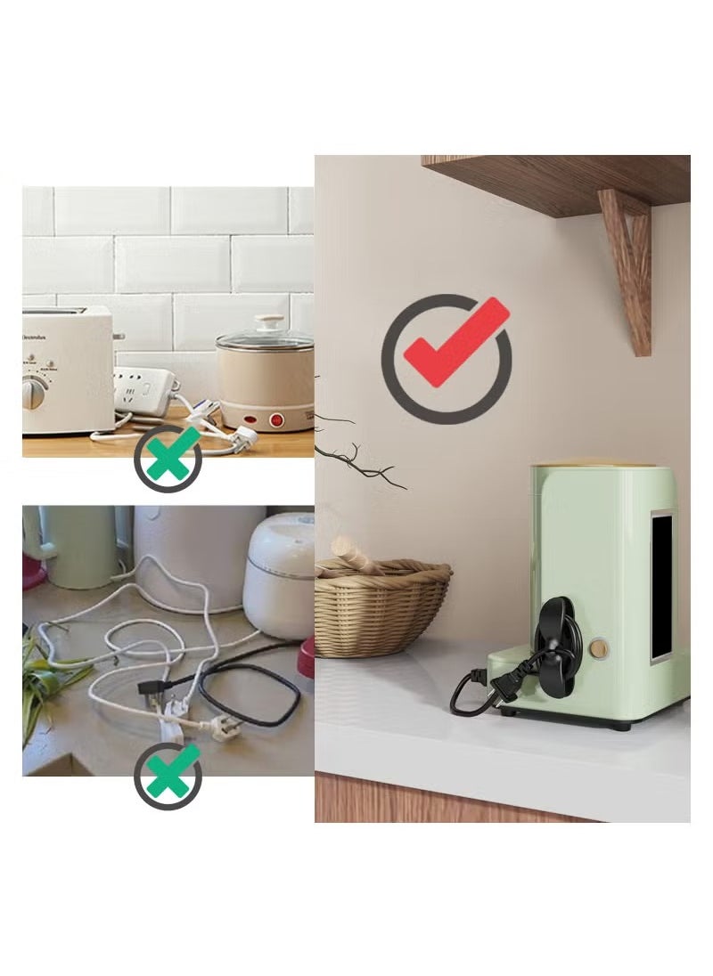 Generic 4pcs Cord Organizer for Kitchen Appliances, Adhesive Cord Holder, Cord Wrapper, Cord Winder for Appliances Stick on Mixer, Blender, Coffee Maker, Pressure Cooker and Air Fryer (2pcs white/2pcs black)  - Image 4
