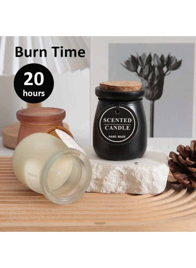 FALMER 3 Pieces Of Scented Candles With Different Scents In A Glass Jar With A Wooden Lid To Perfume The House And Add A Calm Romantic Atmosphere  - Image 2