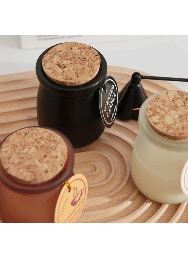 FALMER 3 Pieces Of Scented Candles With Different Scents In A Glass Jar With A Wooden Lid To Perfume The House And Add A Calm Romantic Atmosphere  - Image 4