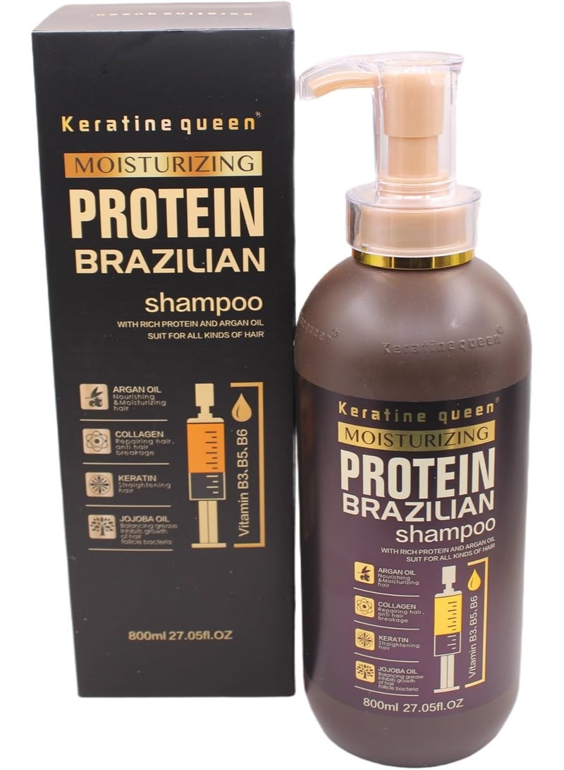 Keratine Queen Brazilian Protein Shampoo, Moisturising with Argan Oil, 800ml, Silicon and Paraben Free Keratine Queen Brazilian Protein Shampoo, Moisturising with Argan Oil, 800ml, Silicon and Paraben Free - Image 1