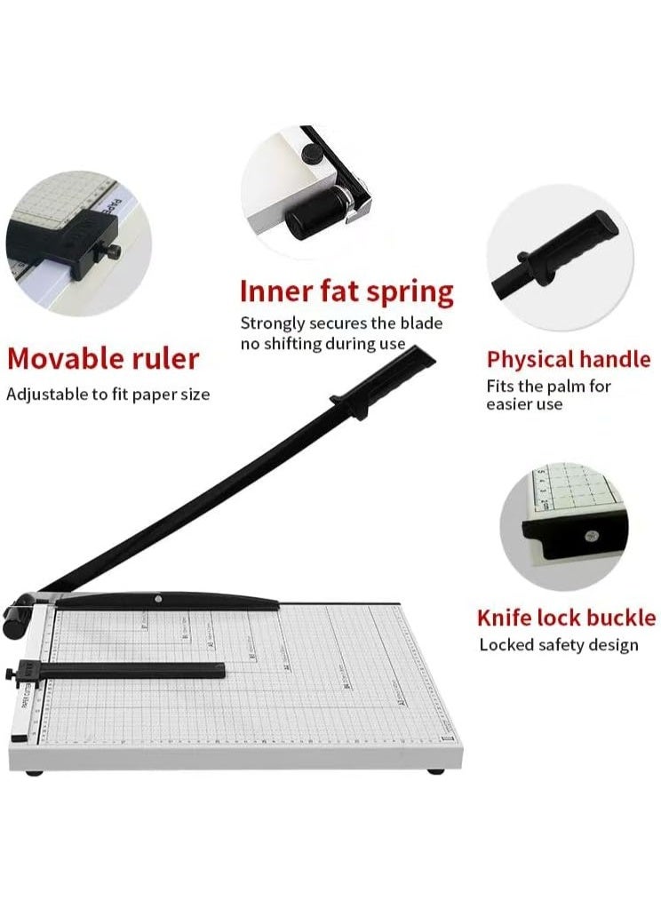 Flushrenic Paper Cutter Professional Large Paper Heavy Duty Trimmer,With pressure strip，Steel Base 12-Sheet Capacity for Cardstock & Photos, Safety Lock & Self-Sharpening Blade for Office, School, Craft Studio - Image 3