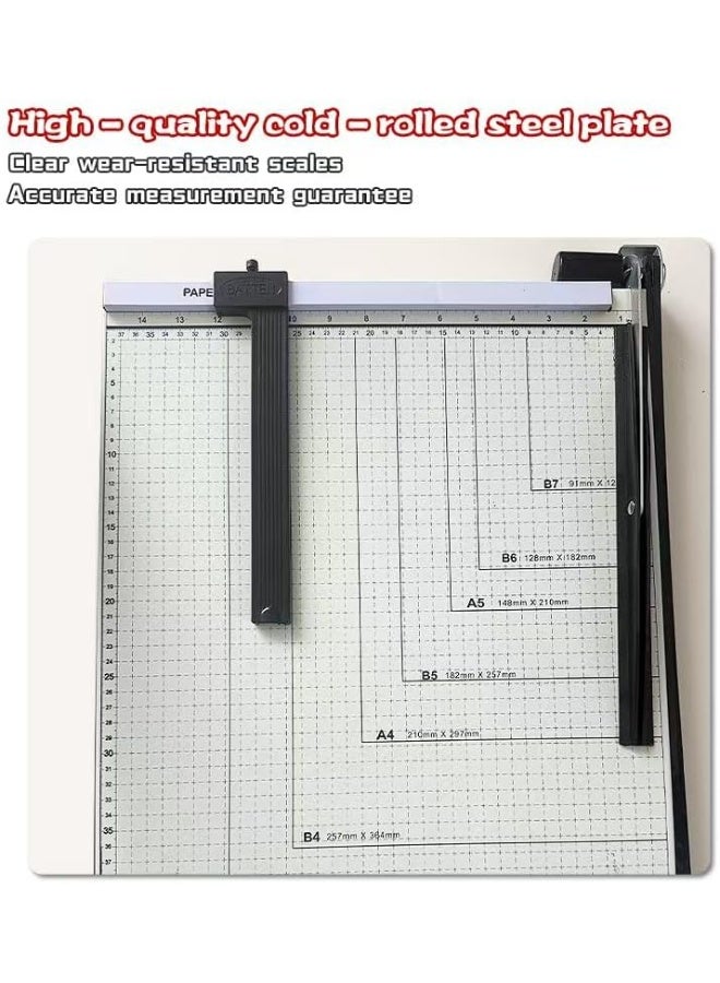 Flushrenic Paper Cutter Professional Large Paper Heavy Duty Trimmer,With pressure strip，Steel Base 12-Sheet Capacity for Cardstock & Photos, Safety Lock & Self-Sharpening Blade for Office, School, Craft Studio - Image 4