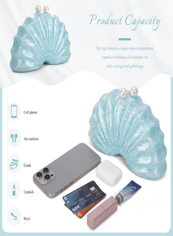 Fecialy Acrylic Clutch Purse for Women Shell Shaped Evening Handbag Marble Acrylic Shoulder Crossbody Bag - Image 5