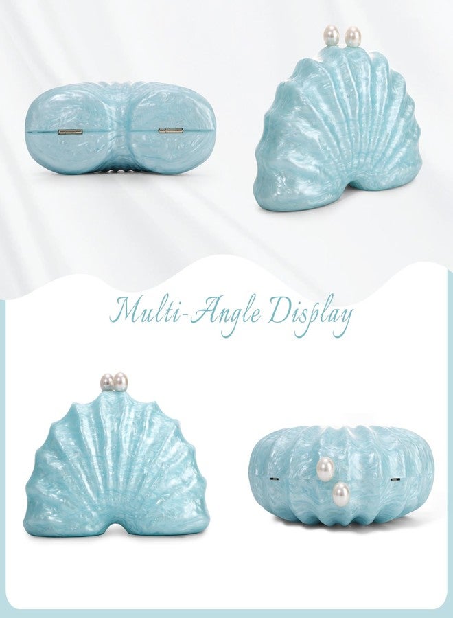 Fecialy Acrylic Clutch Purse for Women Shell Shaped Evening Handbag Marble Acrylic Shoulder Crossbody Bag - Image 4