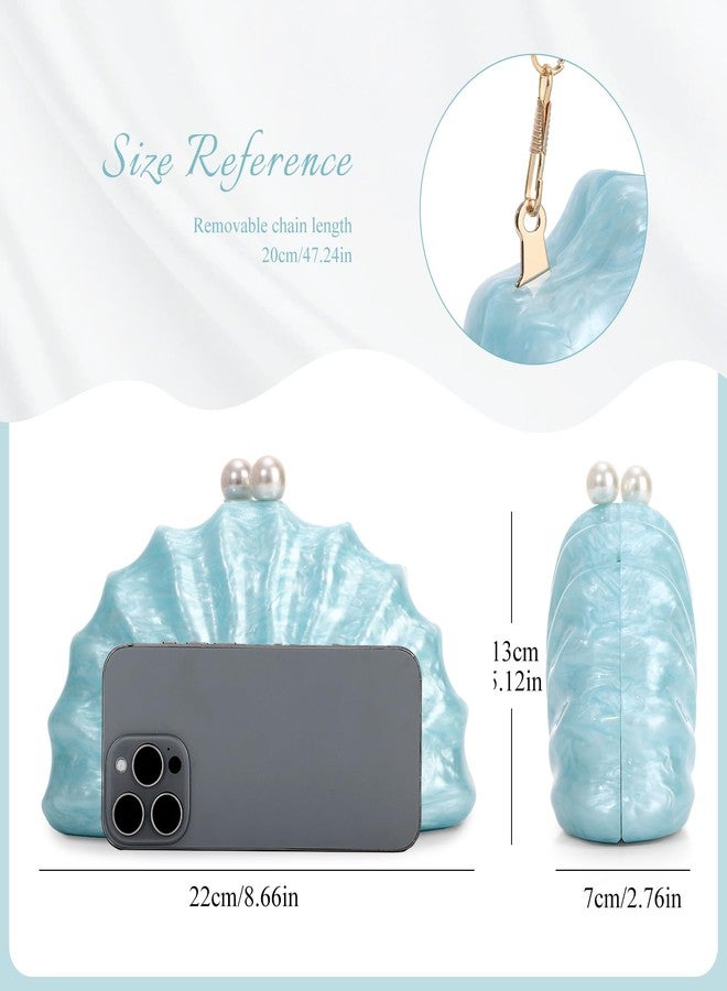 Fecialy Acrylic Clutch Purse for Women Shell Shaped Evening Handbag Marble Acrylic Shoulder Crossbody Bag - Image 3