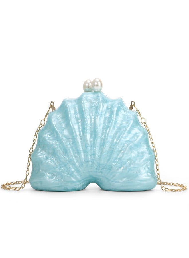 Fecialy Acrylic Clutch Purse for Women Shell Shaped Evening Handbag Marble Acrylic Shoulder Crossbody Bag - Image 1