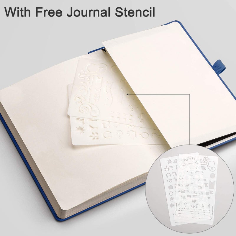 EMSHOI A5 Dotted Journal - 256 Pages with 120gsm Thick Dot Grid Paper, Hardcover Leather Dotted Notebook, 16 Perforated Pages, Pen Loop & Inner Pocket, for Bullet Journaling, 5.75â€ x 8.38â€, Blue - Image 5