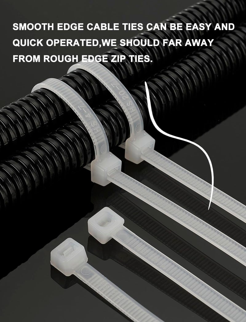 HS Thick Zip Ties 8 Inch x 3/16" (Bulk-500 Count) UV Black Cable Ties 50 Pounds Heavy Duty Self-Locking Strap Ties for Automotive,Outdoor Fence Purpose - Image 5