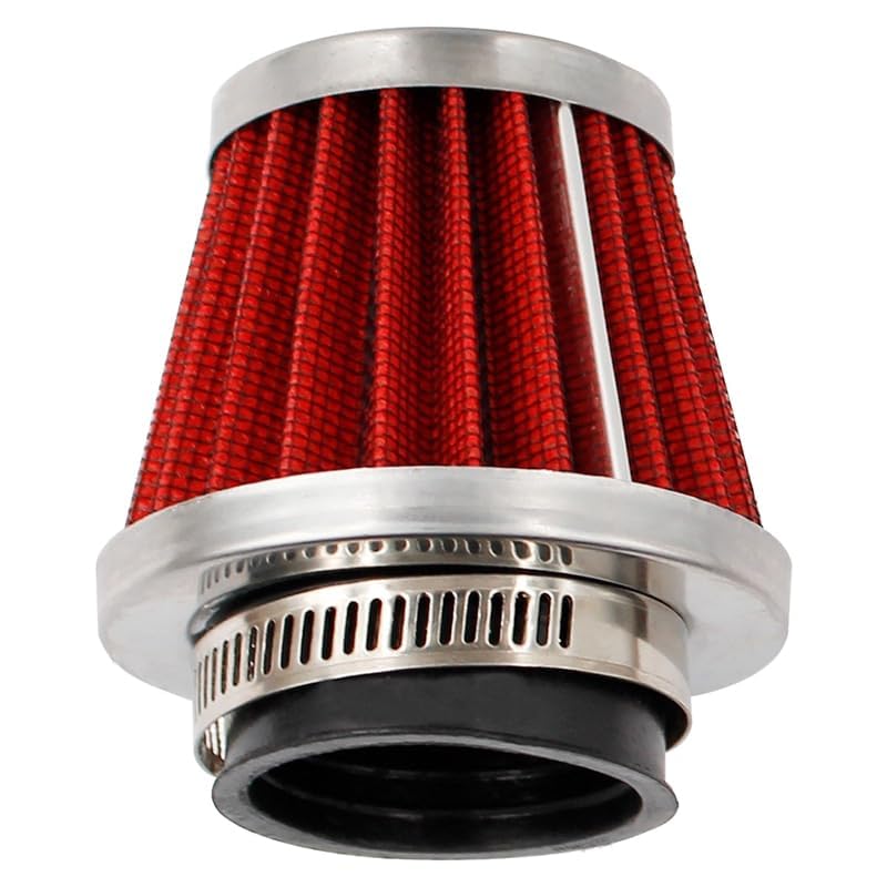 Autozap Motorcycle Air Filter 42mm,48mm High Power Air Cleaner Clamp on Air filter for Universal Bike (Red) - Image 1
