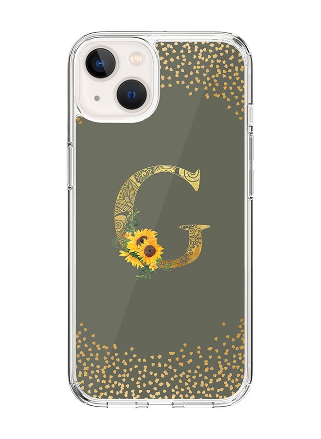 Stylizedd Classic Clear Case For iPhone 15 Plus, Hybrid Soft Case Cover- Custom Monogram Initial Letter Mandala Floral Pattern Alphabet - G ( Olive Green) - Image 1