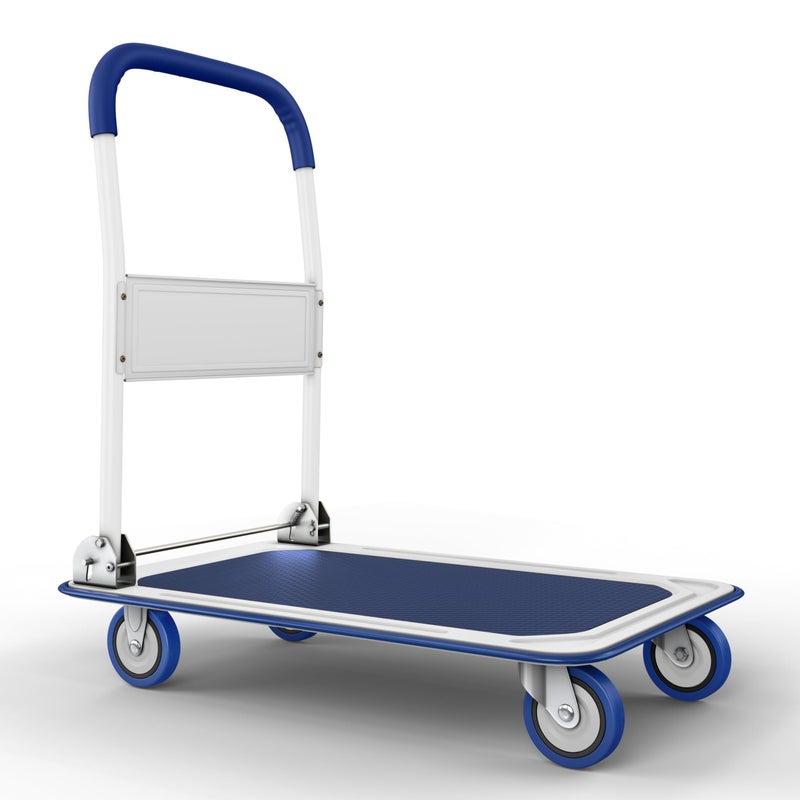 Lifetime Appliance Parts Upgraded Foldable Push Cart Dolly  330 lbs Capacity Moving Platform Hand Truck  Heavy Duty Space Saving Collapsible  Swivel Push Handle Flat Bed Wagon  Blue 