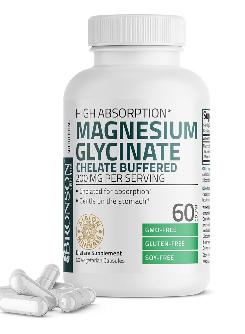 برونسون جليسينات المغنيسيوم 200 ملجم لكل جرعة مخلبية لـ 60 كبسولة عالية - Image 1