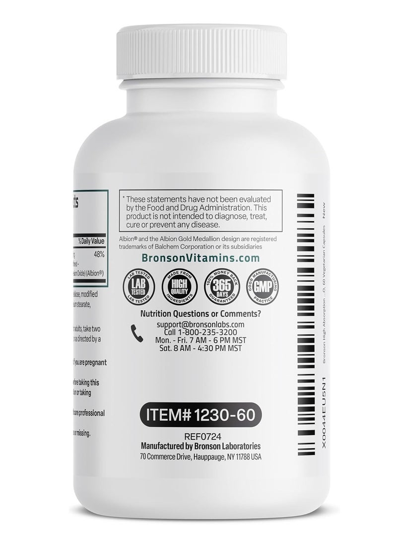 برونسون جليسينات المغنيسيوم 200 ملجم لكل جرعة مخلبية لـ 60 كبسولة عالية - Image 3