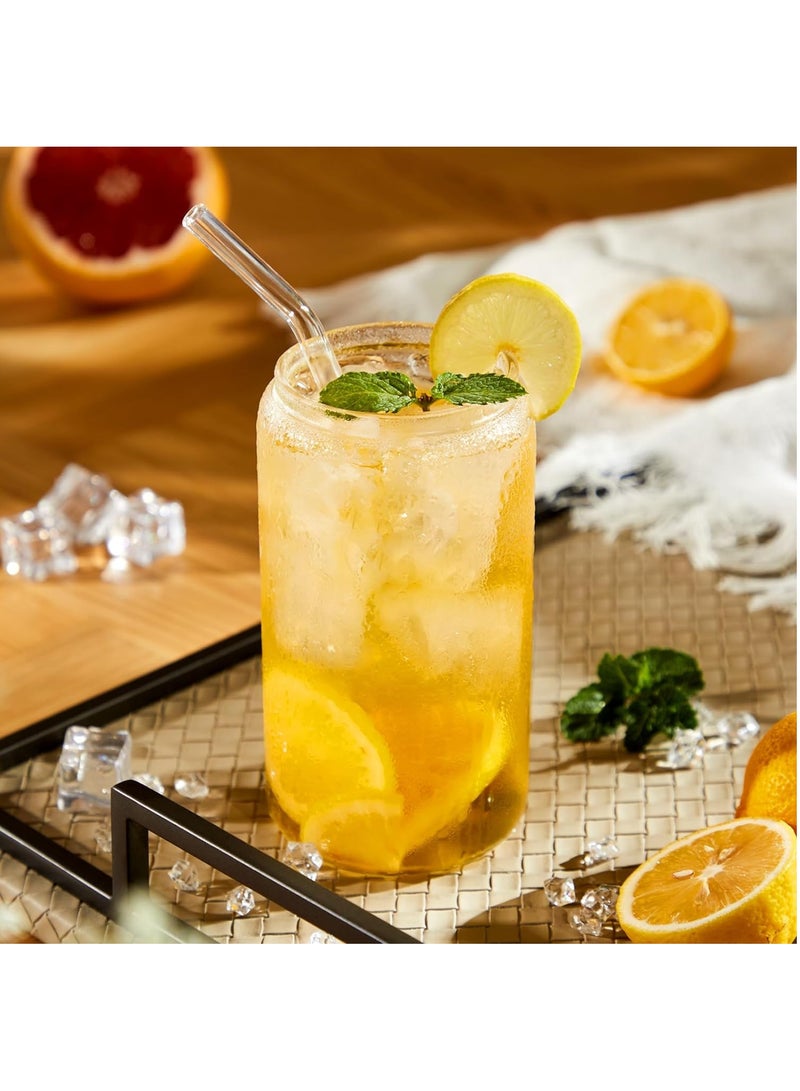 GOLDEN MILLION Can Shaped Drinking Glass Sake Cups with Straws 16oz Iced Coffee Glasses Tumbler Cup Clear Water Bottle Set of 2  - Image 5