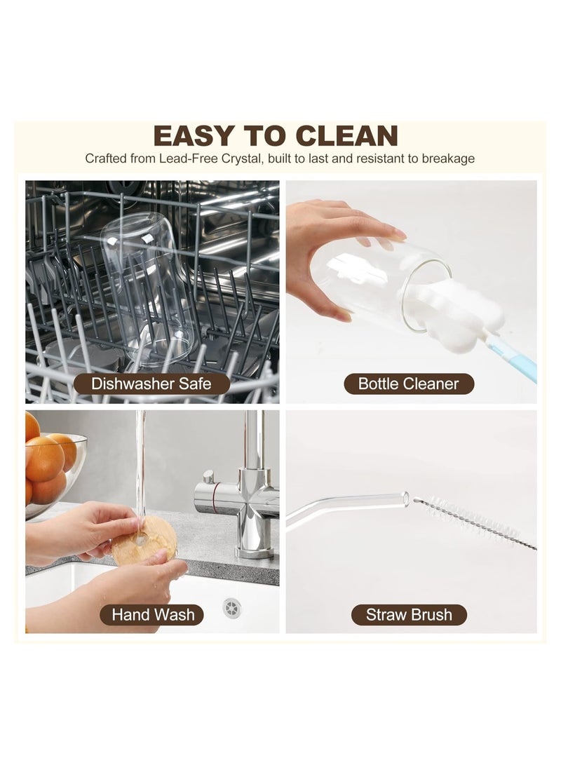 GOLDEN MILLION Can Shaped Drinking Glass Sake Cups with Straws 16oz Iced Coffee Glasses Tumbler Cup Clear Water Bottle Set of 2  - Image 3