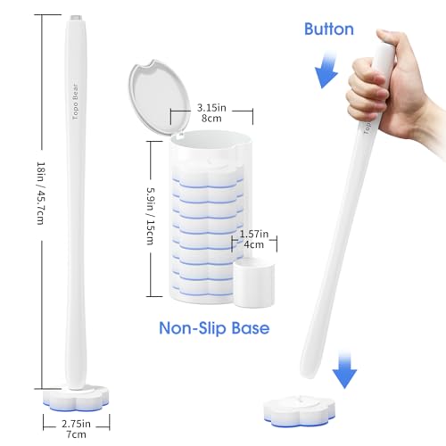 Topo Bear Disposable Toilet Bowl Brush with 40 Toilet Wand Refills, Toilet Bowl Cleaner Wands, Toilet Cleaning System Starter Kit - Image 2