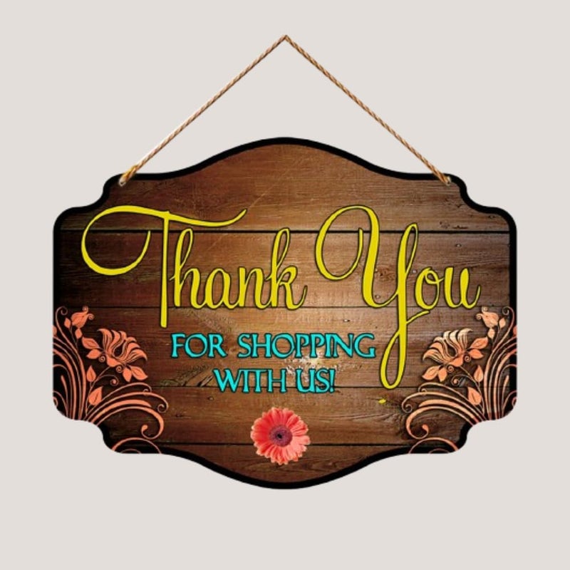 PNF Poster And Frames Thank you for shopping with us Wall art & Door Hanging Frame For Kitchen, Dining, restaurants Decor | Walland home Decor for Living Room | Room Decor Wall Decor Items For Bedroom | decoration (Wooden, 11x9 Inch,brown)-60-5 - Image 5
