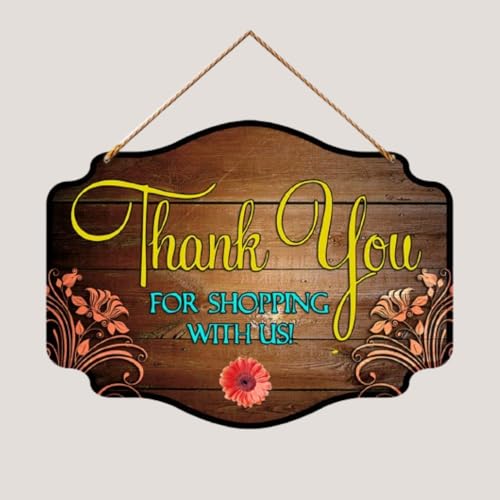 PNF Poster And Frames Thank you for shopping with us Wall art & Door Hanging Frame For Kitchen, Dining, restaurants Decor | Walland home Decor for Living Room | Room Decor Wall Decor Items For Bedroom | decoration (Wooden, 11x9 Inch,brown)-60-5 - Image 1