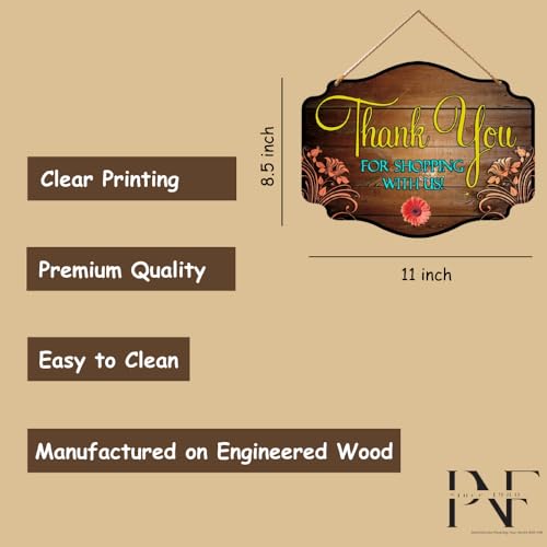 PNF Poster And Frames Thank you for shopping with us Wall art & Door Hanging Frame For Kitchen, Dining, restaurants Decor | Walland home Decor for Living Room | Room Decor Wall Decor Items For Bedroom | decoration (Wooden, 11x9 Inch,brown)-60-5 - Image 4