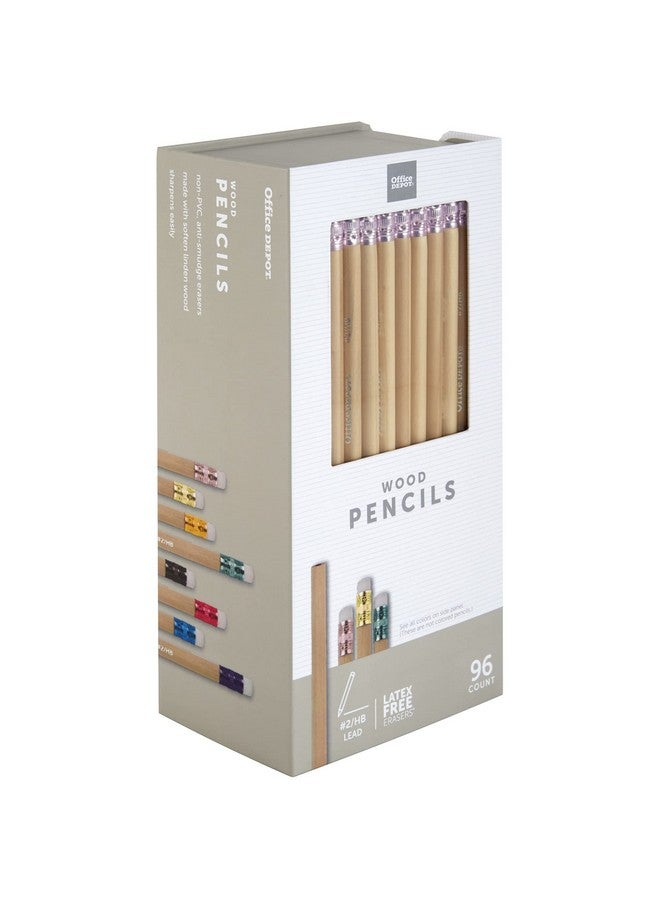 أوفيس ديبوت أقلام رصاص من الخشب الطبيعي من العلامة التجارية ®، رقم 2، رصاص متوسط ناعم، عبوة من 96 قطعة - Image 1
