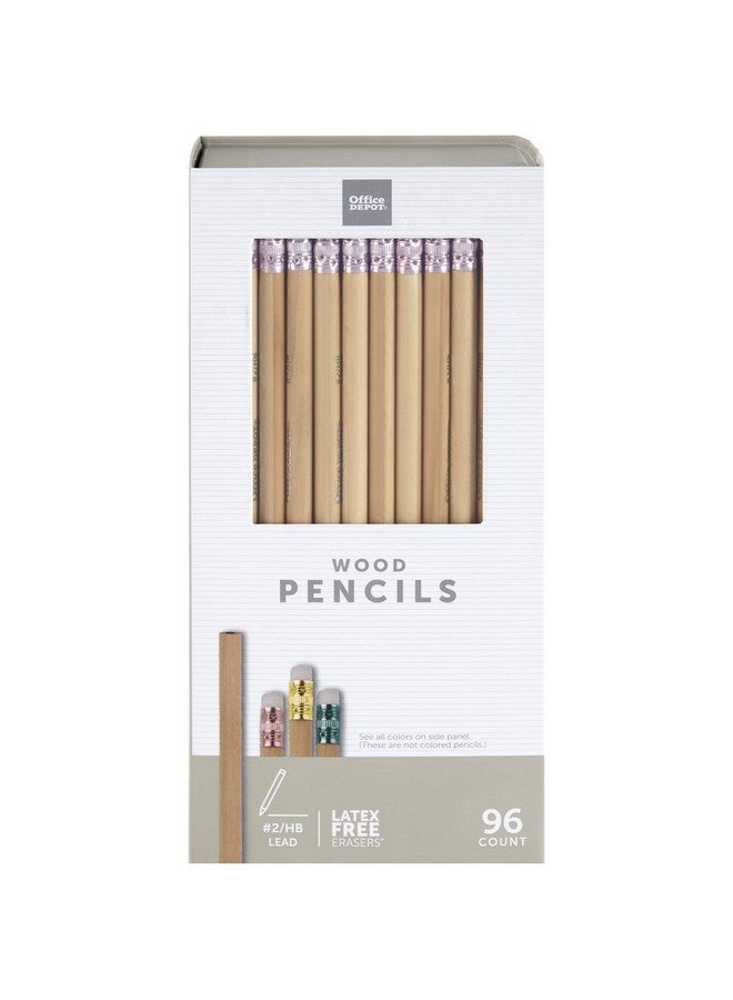 أوفيس ديبوت أقلام رصاص من الخشب الطبيعي من العلامة التجارية ®، رقم 2، رصاص متوسط ناعم، عبوة من 96 قطعة - Image 2