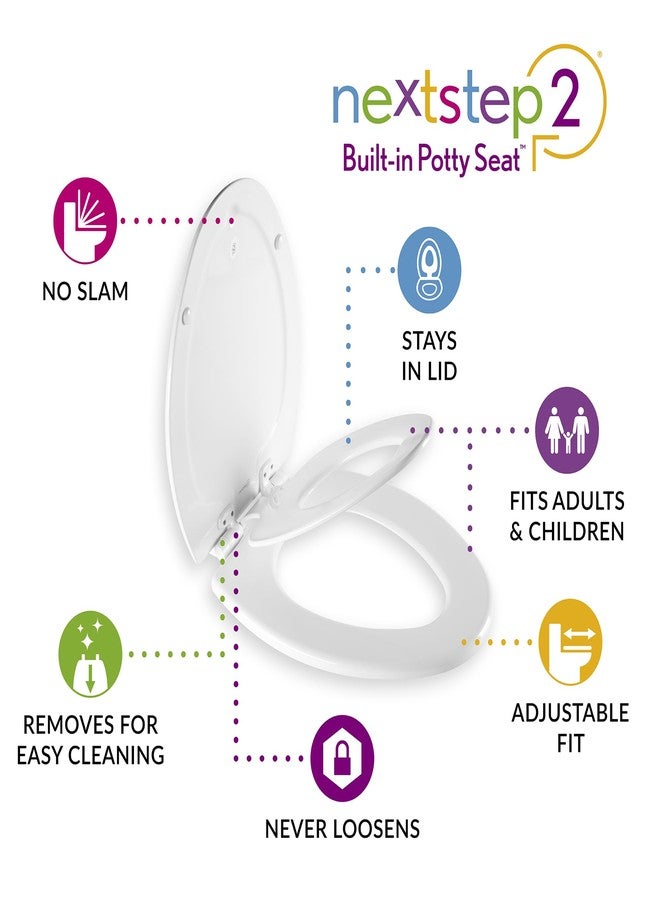 Mayfair NextStep2 Toilet Seat with Built-In Toddler Potty Training Seat, Slow Close, Easy Clean, Magnetic Removable Kids Seat, ELONGATED, Bone - Image 2