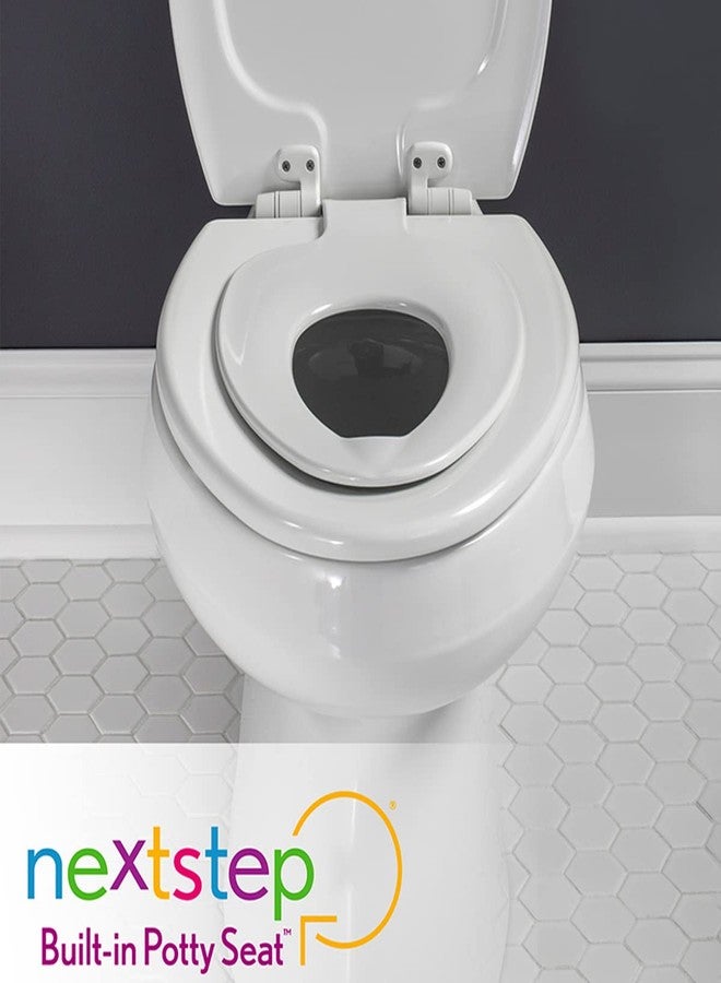 Mayfair NextStep2 Toilet Seat with Built-In Toddler Potty Training Seat, Slow Close, Easy Clean, Magnetic Removable Kids Seat, ELONGATED, Bone - Image 3