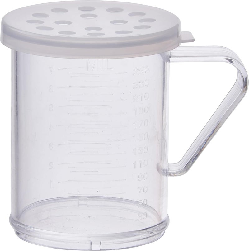 PDG-10CXL, 10 Oz Plastic Dredge with Clear Snap-on Lid, Seasoning Sugar Spice Pepper Shaker with Extra Large Holes