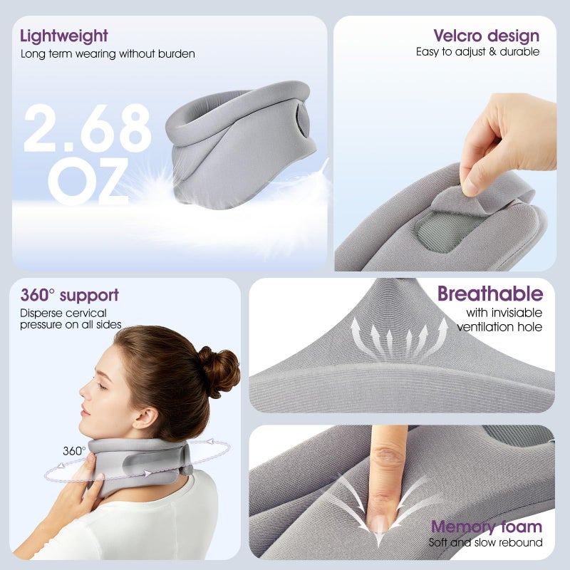 babaka Neck Brace for Neck Pain and Support, Soft neck brace cervical collar for Women & Men, Neck support with support Pad, neck braces for sleeping, Relieves Pain and Spine Pressure (L(15.3"-18.9")) - Image 2