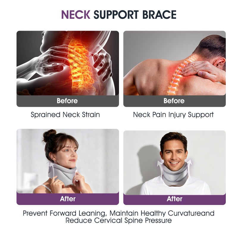 babaka Neck Brace for Neck Pain and Support, Soft neck brace cervical collar for Women & Men, Neck support with support Pad, neck braces for sleeping, Relieves Pain and Spine Pressure (L(15.3"-18.9")) - Image 5