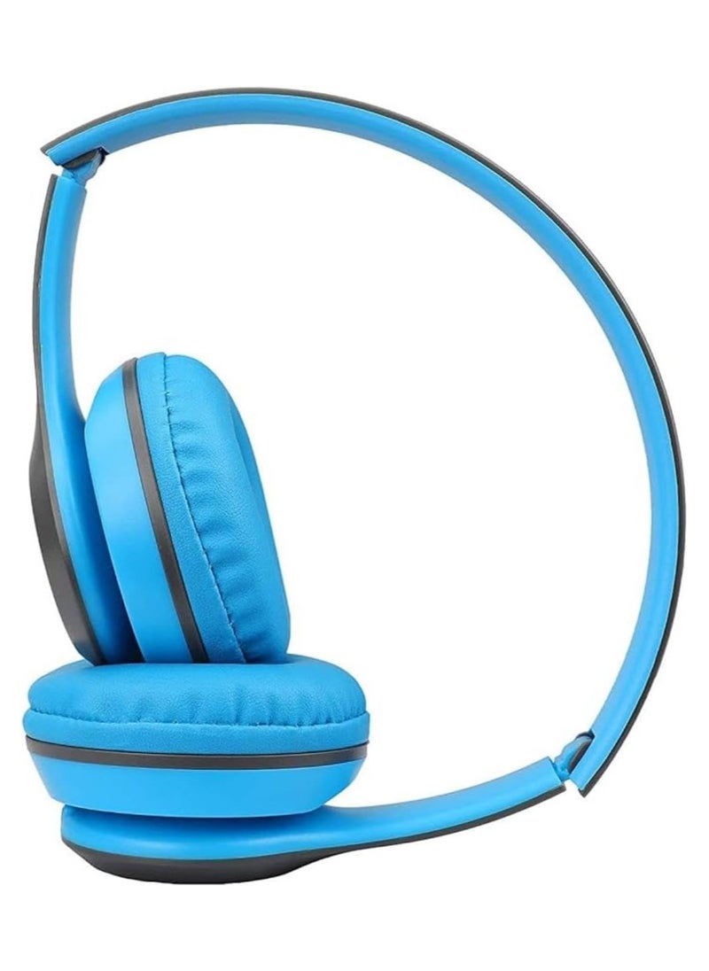 Generic - New Design P47 5.0+EDR Wireless Bluetooth On-Ear Headphone Headset 5.0 Bluetooth Fm Radio/ MP3 Player Aux Blue - Image 1
