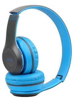 New Design P47 5.0+EDR Wireless Bluetooth On-Ear Headphone Headset 5.0 Bluetooth Fm Radio/ MP3 Player Aux Blue